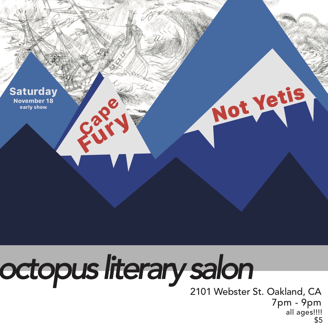 Show poster: Cape Fury at The Octopus Literary Salon